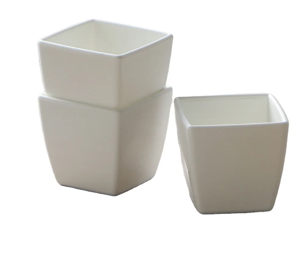 Mini White Square Decoration Office Room Fashion Home Daily Plastic Flower Pot Modern Plastic Planter Box Liner