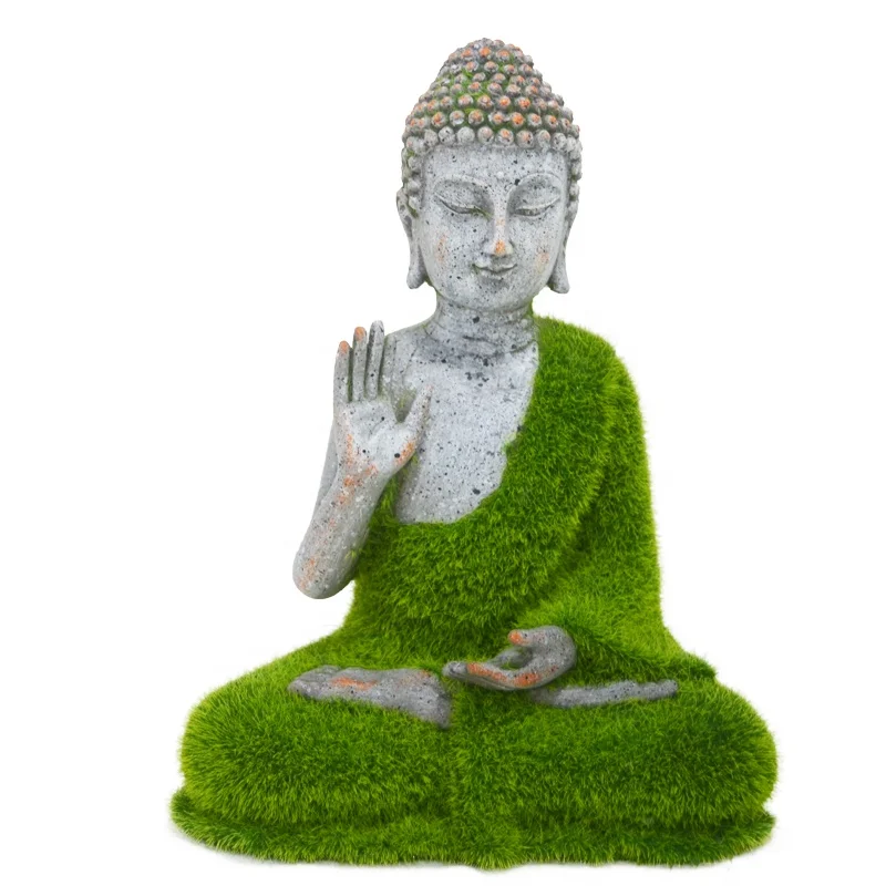 Outdoor buda garden glass fiber Buddha flocking green garden decoration buddha statues sitting