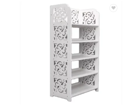 Shoe Racks Storage Organizer Wood-Plastic Board Five Tiers Carved Shoe Shelf Stand Holder Rack for Home Bedroom Dormitory