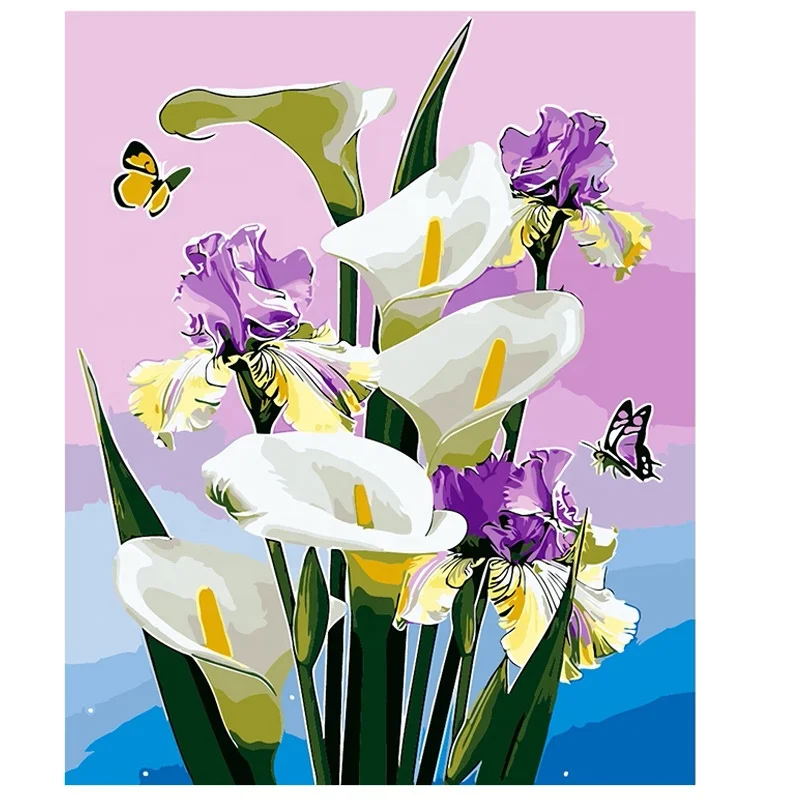 Hot sale Wall Art Modern Paintings Oil Handmade Home Decor Living Room Paint Kits Picture Tulip Painting By Number Wholesale