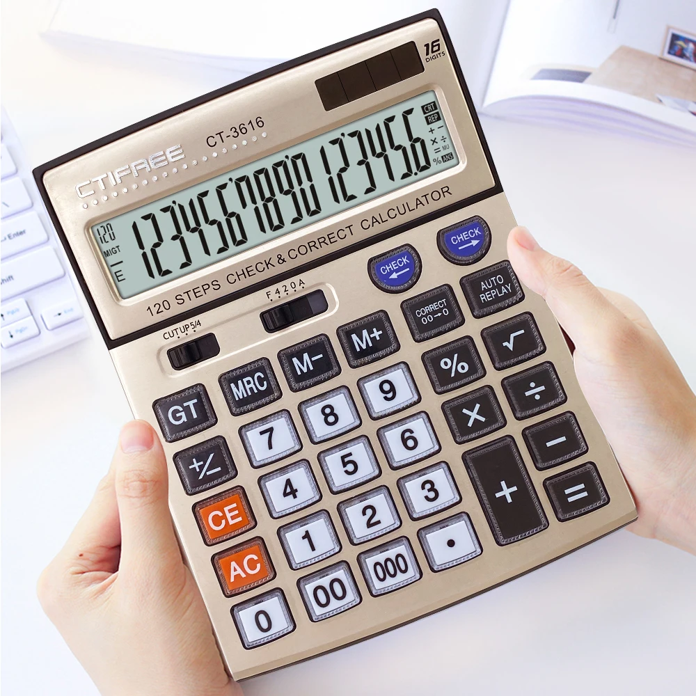 Desktop Calculators Office Supply Dual Power Calculadora Solar 16-Digit Electronic Cheap Solar Power Calculator Beauty