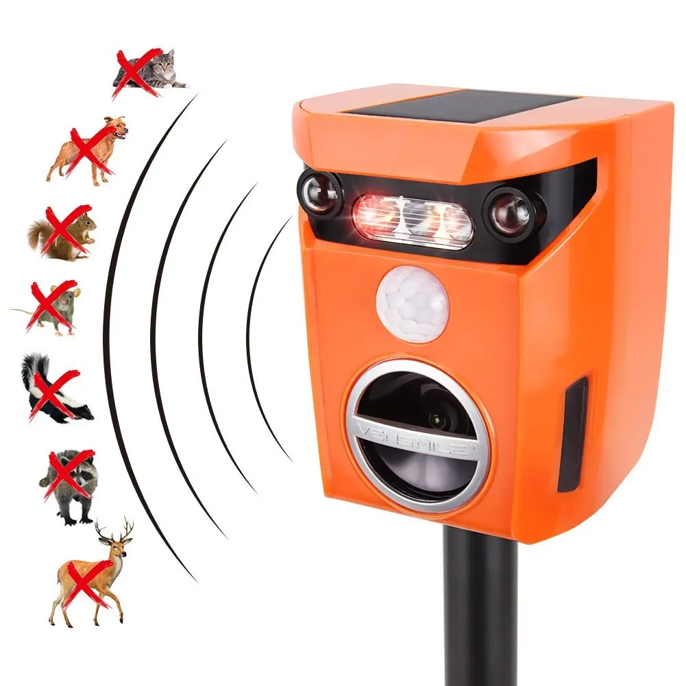 
Solar Animal Trap Ultrasonic Outdoor Scarecrow Repeller Monkey Pest Mouse Bird Cat Marten Rodent Scarer Electronic Dog deterrent 