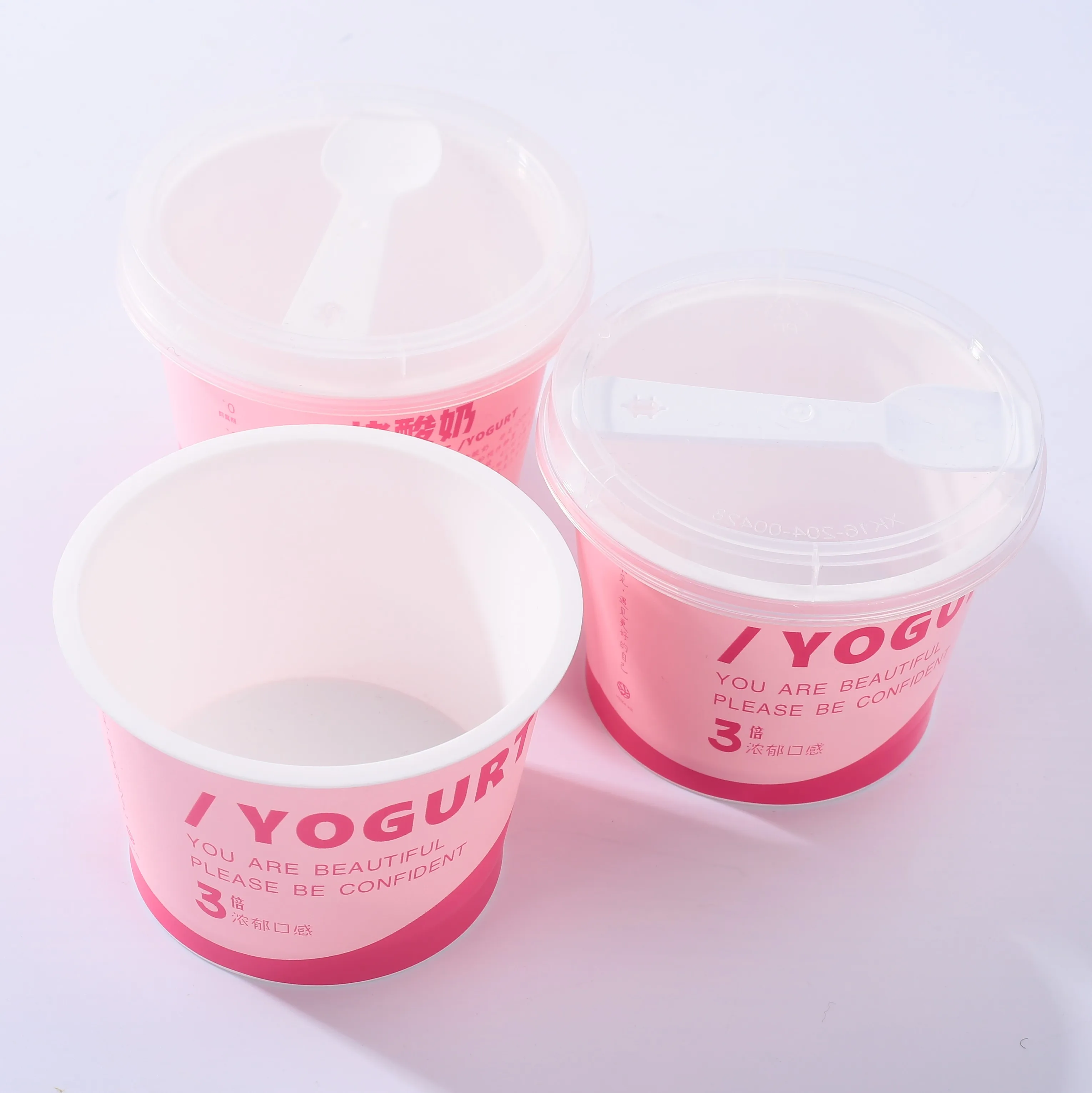 7oz/200ml wholesale food grade IML PP  plastic cup with lid and spoon for ice cream or yogurt