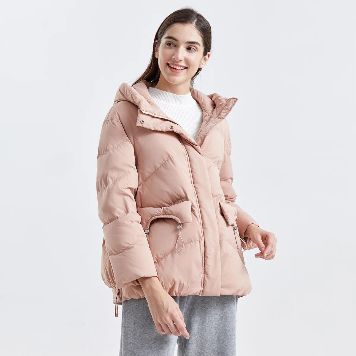 OEM fashion wholesale womens bubble coat hooded ladies winter jackets