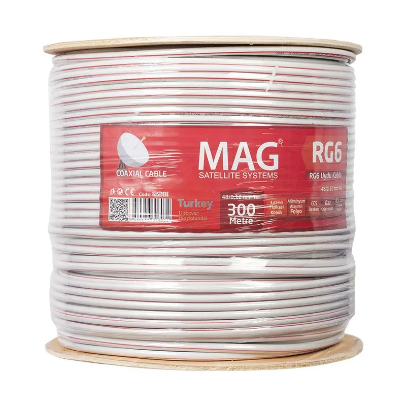 Mag RG6/U4 0.90 Mm 48x0.12 Tel CCS 300 Meter Antenna Cable