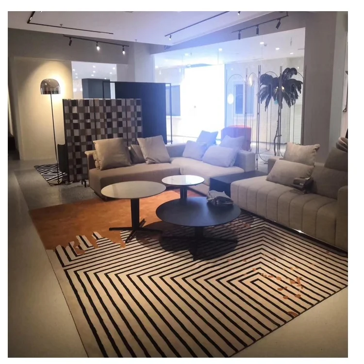 high quality machine made black white home decoration room carpet