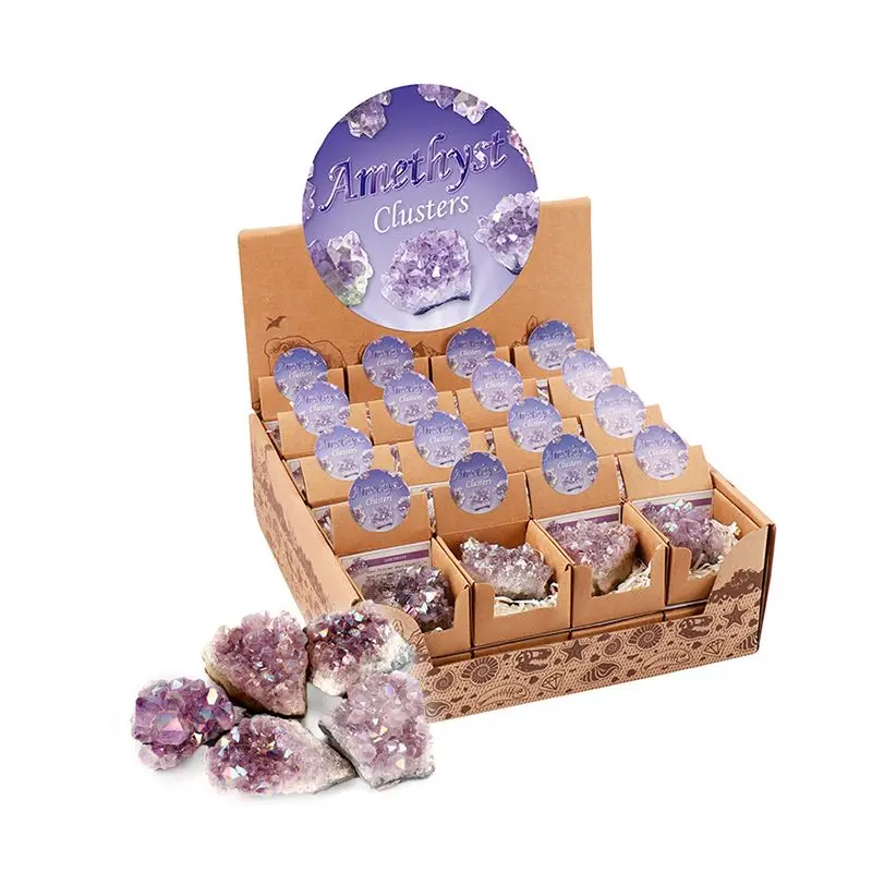 PK521 32 шт. Aaura Ab покрытый цветной титановый Druzy Аметист геодный кластер