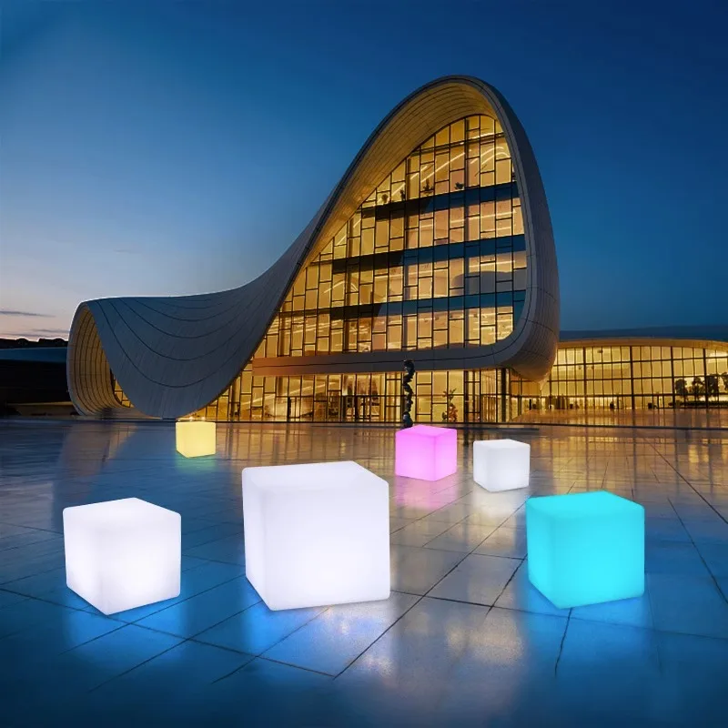 Hot Sale PE Fashion Decorative Glow Furniture USB Rechargeable RGB Color Changing Remote Control Led Cube Chair Stool Light