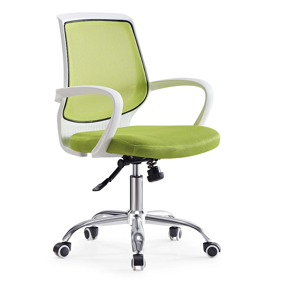 Wholesale price mid back simple design white plastic frame pink mesh swivel office chair