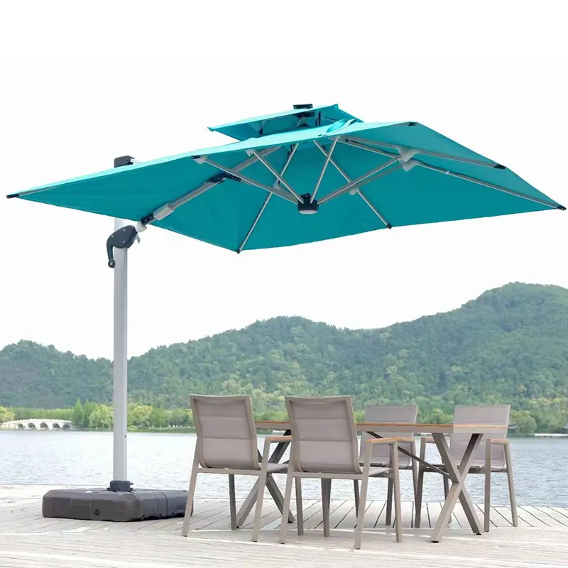 Открытый пляж сад гидравлический внутренний дворик зонтик на солнечных батареях смещение Висячие зонтики