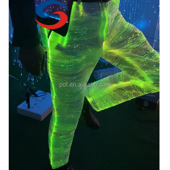 RGB LED emit light Fiber Optic Fabric Luminous Pants Customized Wide Leg Trousers and Pants