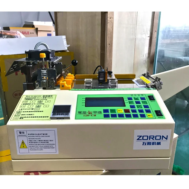 Factory price high quality computer  tape cutter hot&cold ribbon leather zipper fabric tape care label cutting machine