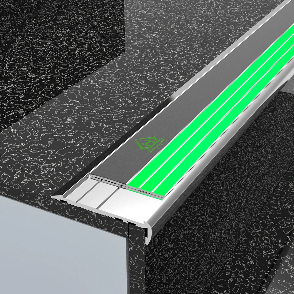 improves safety visible tread nosing aluminum anti-slip stair edge trim