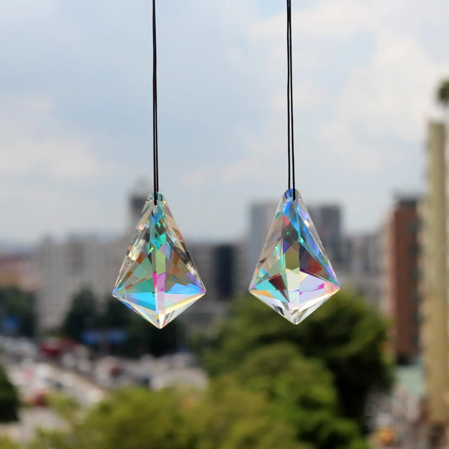 MH-DS0319 K9 AB color Crystal Pendant Prism Crystal Faceted Prism chandelier crystal parts