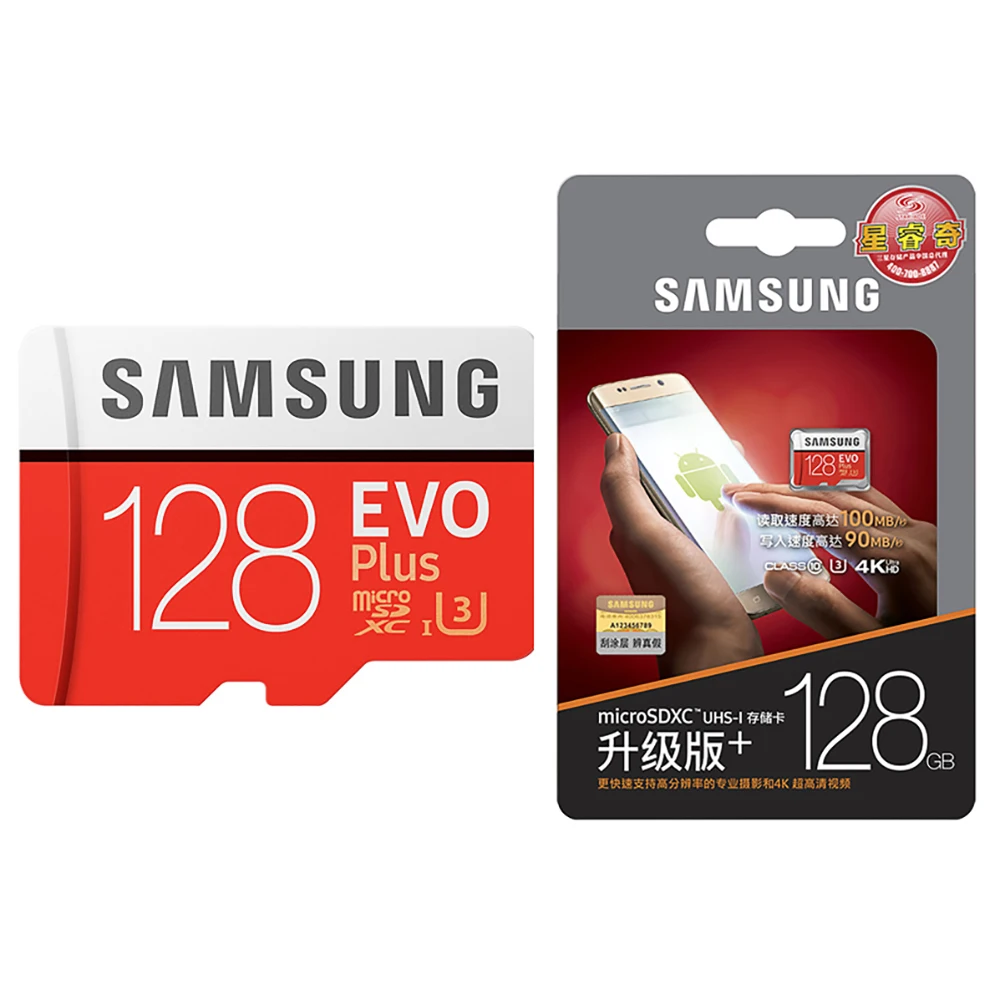  Лучшая цена SD карты 100 МБ/с. Оригинальная карта памяти MicroSD Samsung EVO Plus U3 32 Гб 64 128 ГБ 256 512 Micro TF для мобильного