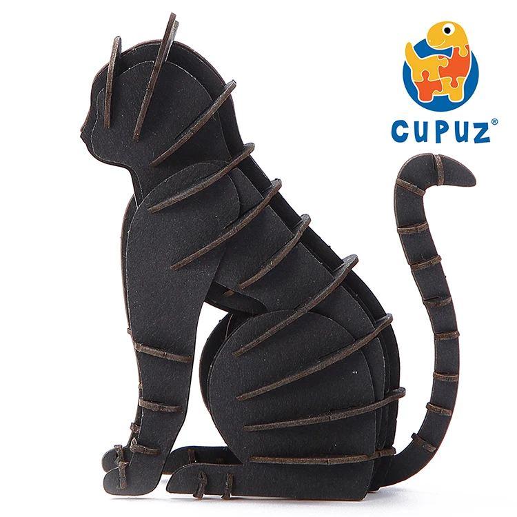 
Laser cut black cat 3D paper model for kids 