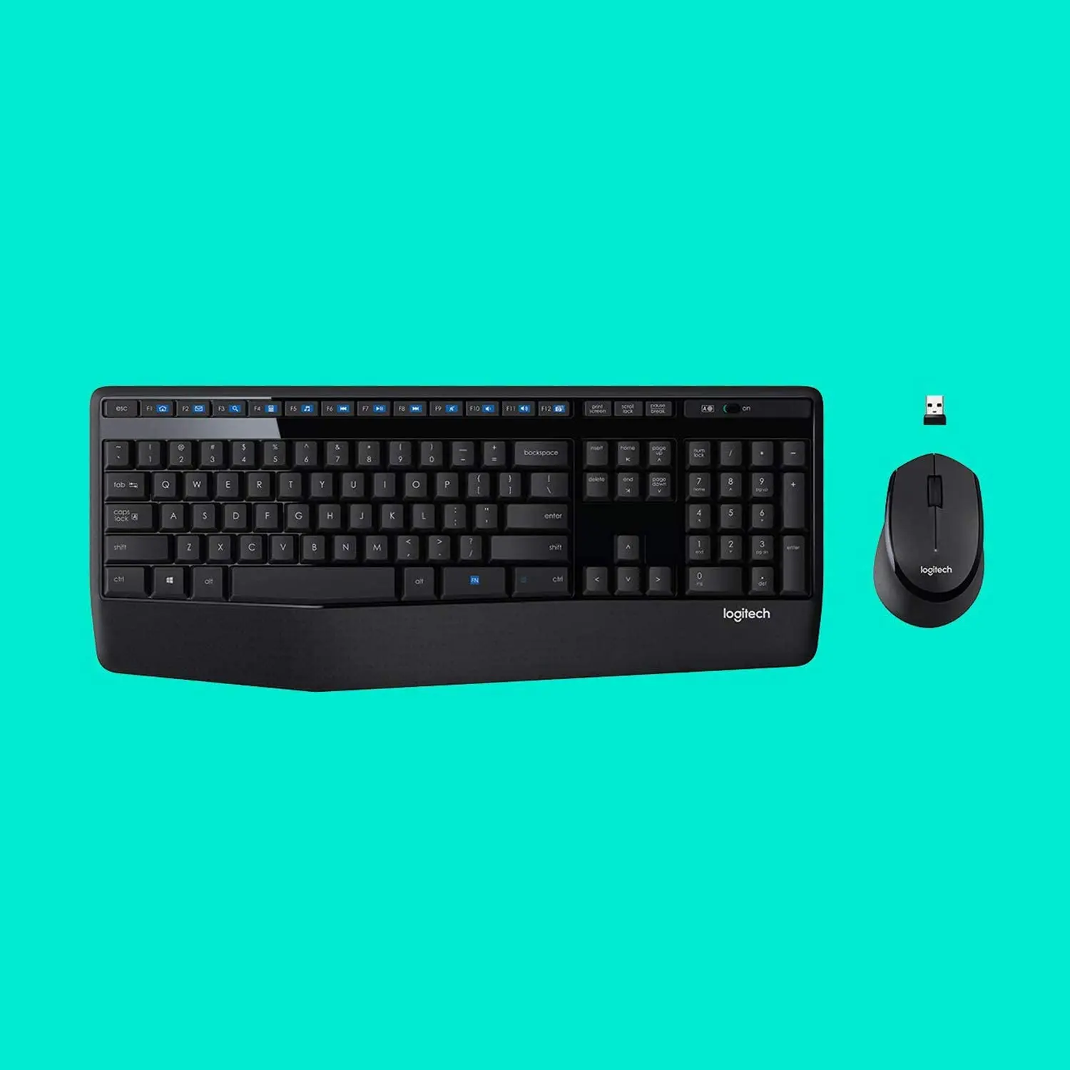 Беспроводная мышь и клавиатура Logitech MK345 комбинированная полноразмерная с упором для ладони удобной черной мышей