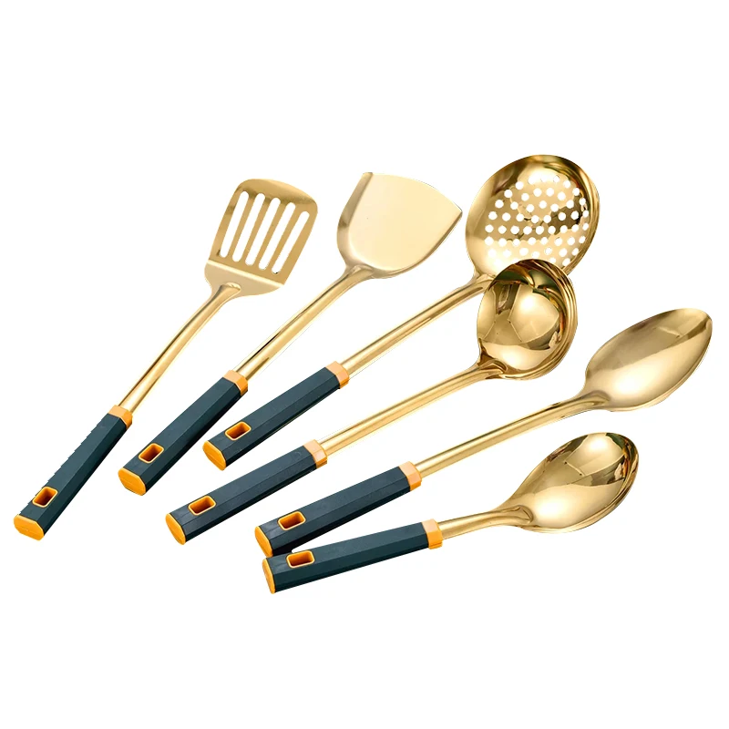 Spatula spoon gold-plated titanium stainless steel 201 material kitchen utensils set wholesale