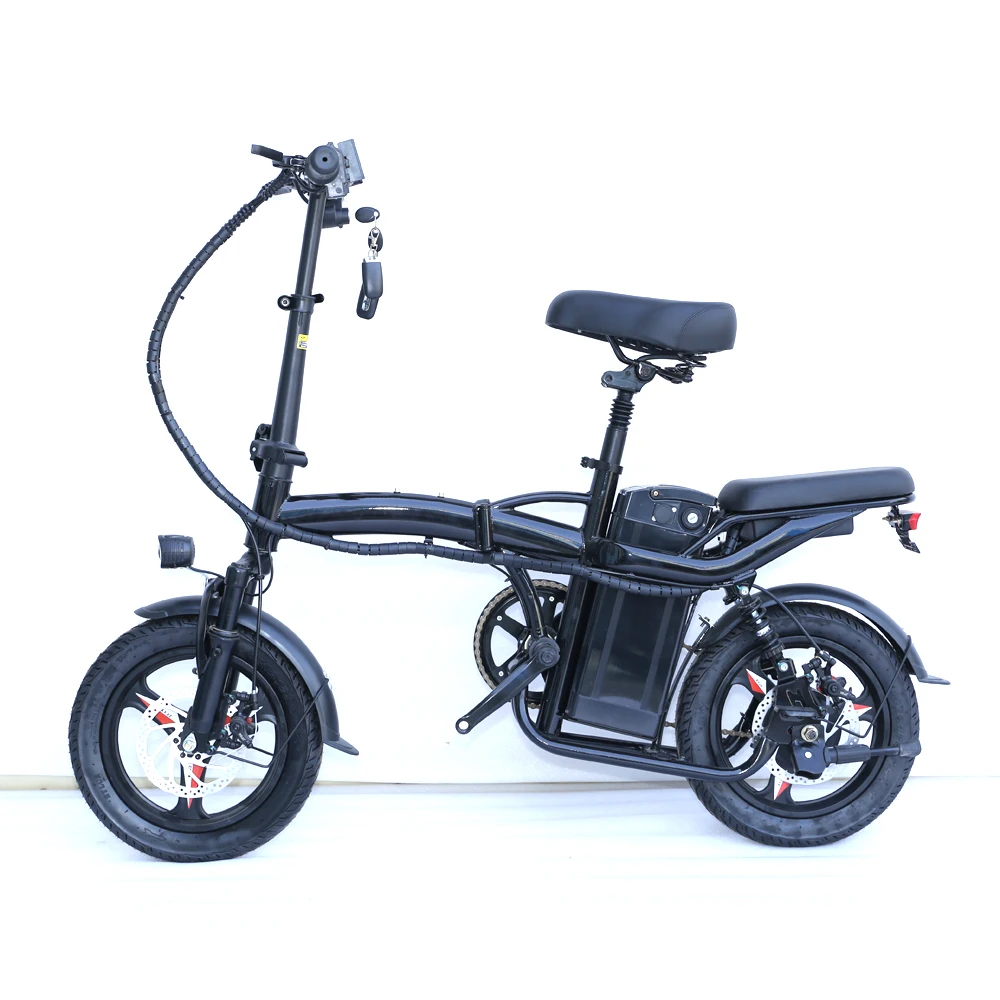 14 Inch Folding Electric Bike 400W Brushless Motor Max Speed 40km/h 10AH Lithium Battery Disc Brake E-bike for Adult