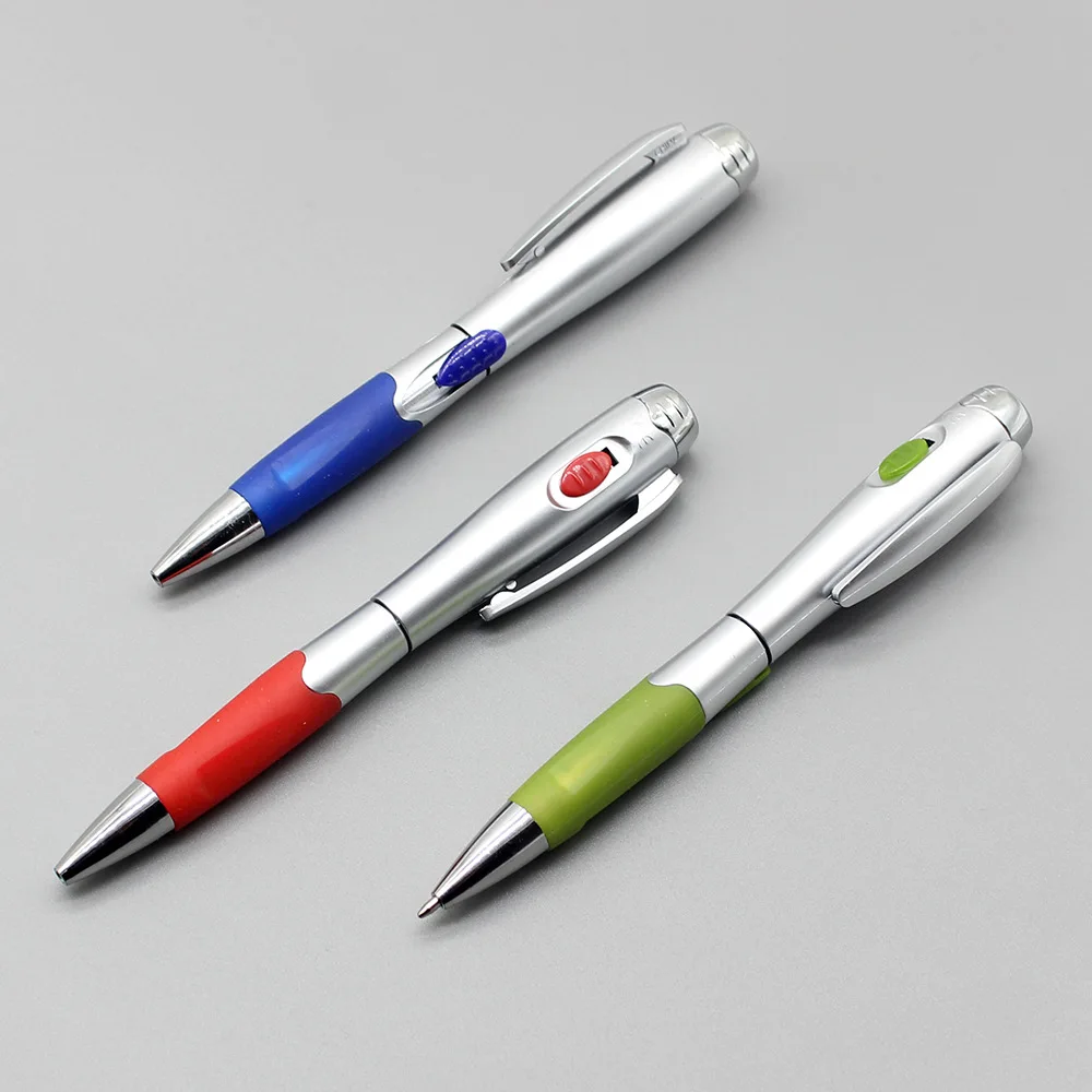 LED Lighting Flashlight Advertising Gift Ballpoint Pen with Press Switch Light Emitting Pen for Note Taking