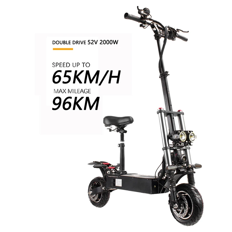 Electric Motor Scooter Electric Scooter On Sidewalk 2000W E-scooters 52V Folding Electric Scooter With 25KM/H Speed Limiter