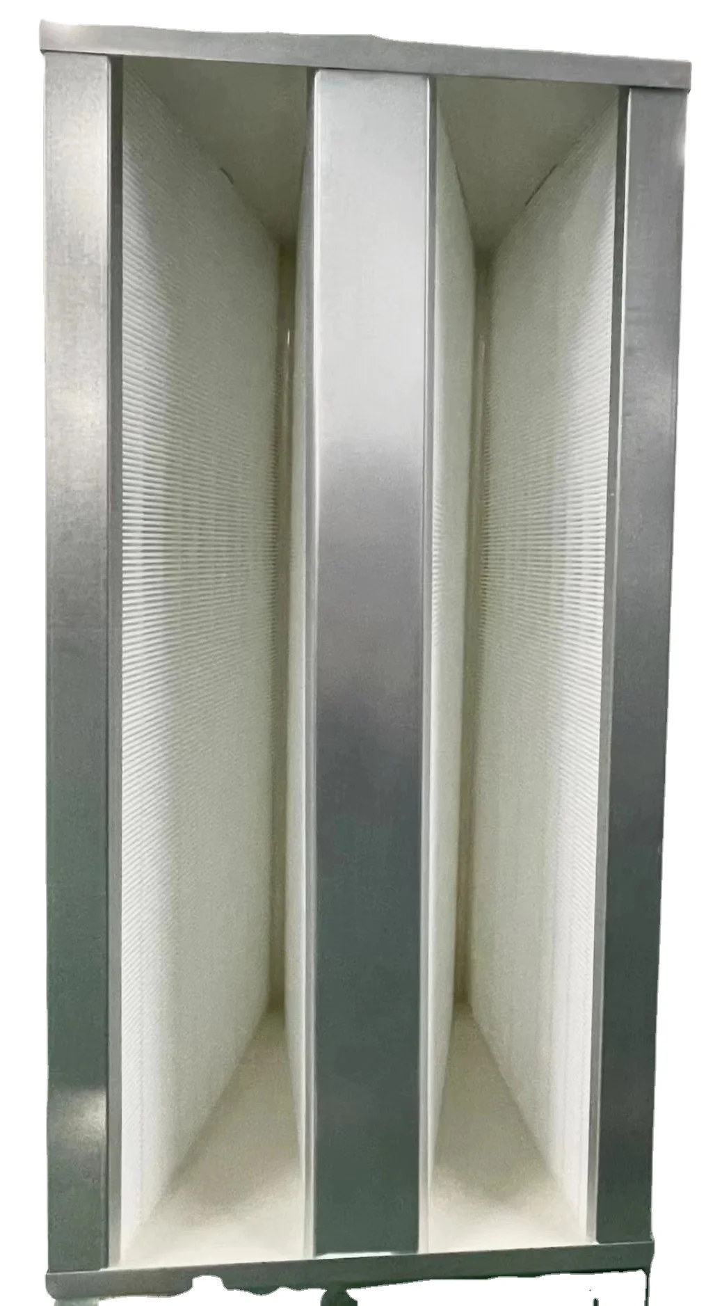 Hot Selling Galvanized Frame HEPA H14 Filter Industrial V-Bank 4V 5V Air Cleaner Big Airflow Glass Fiber Bank Type