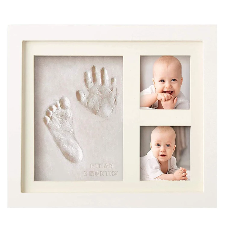 Newborn Baby Handprint Footprint Makers Kit New Mom Baby Shower Gifts Wooden Milestone Cards Picture Frames Keepsake