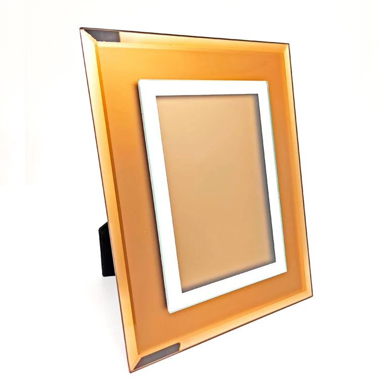 Custom luxury wedding mirror photo frame crystal glass photo frame photo