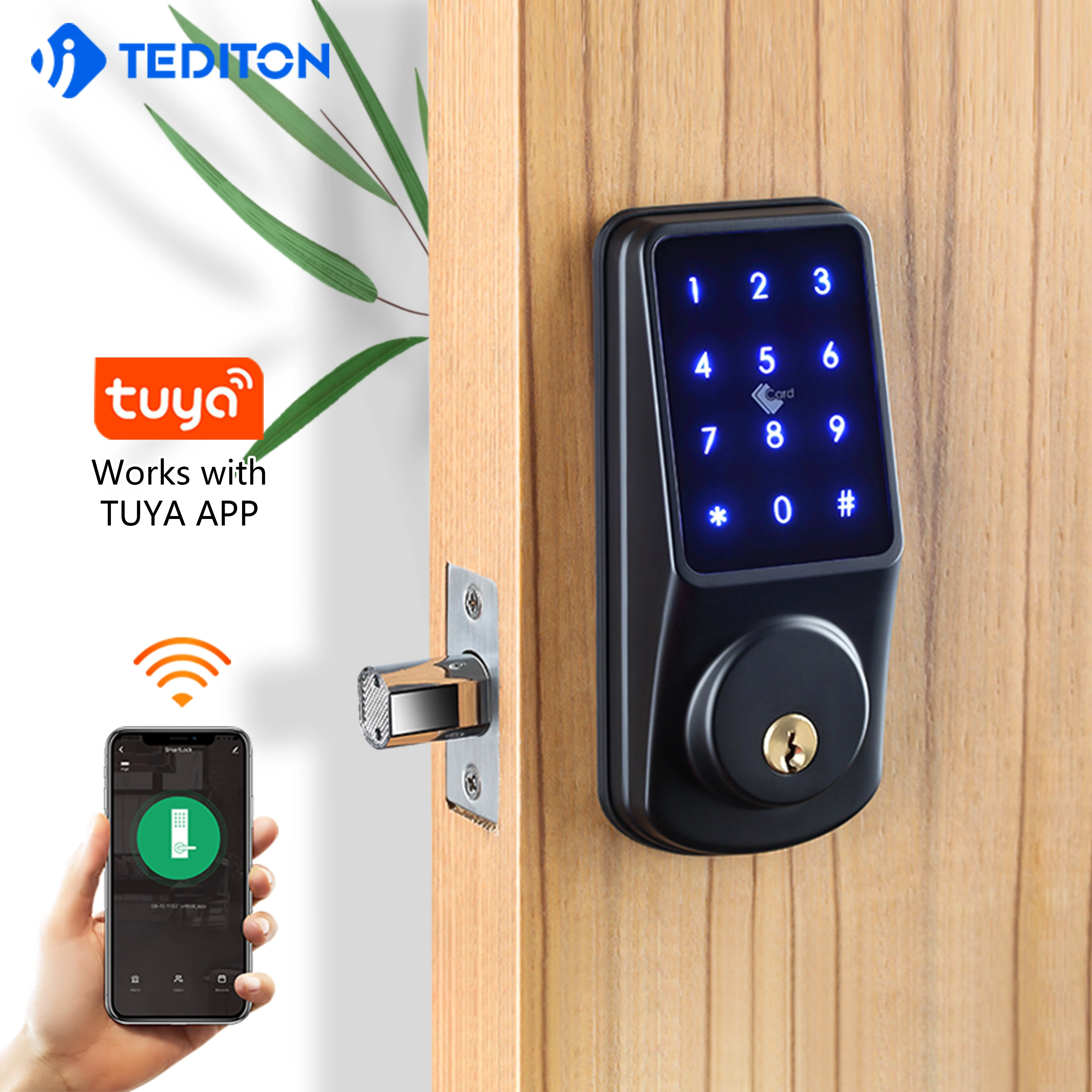 High Quality Electric Rfid Card Code Combination Wifi Smart Door Lock with Touch-Screen Keypad Deadbolt