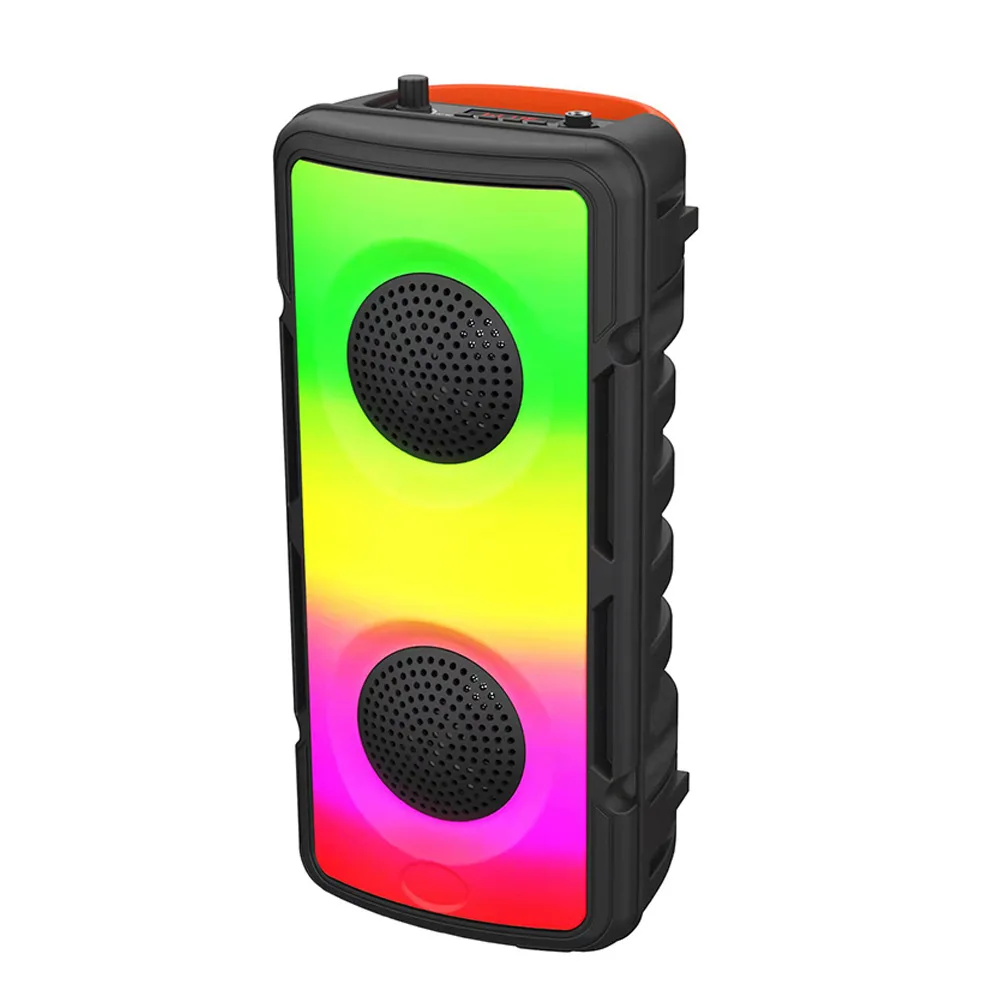 2022 new dual 4-inch flame LED light convenient square dance speaker high-power card HiFi speaker Y2191
