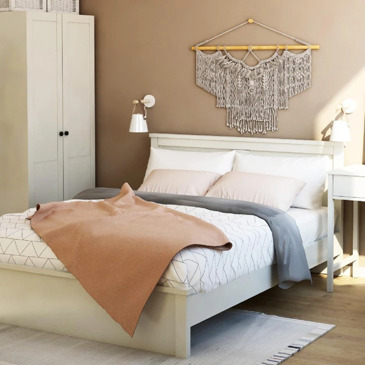 Modern Japanese Style Bedroom Queen Size MFC Bed Frame Mattress Foundation UN