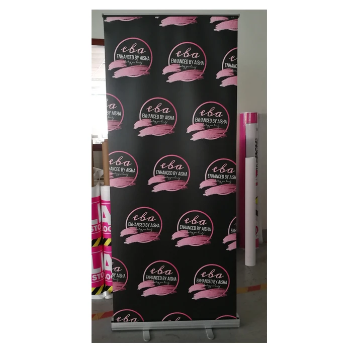 High Quality Advertising Sports 33x79inch 200x80cm Retractable Synthetic Paper PVC Folding Portable Roll up Banner (1600518498337)
