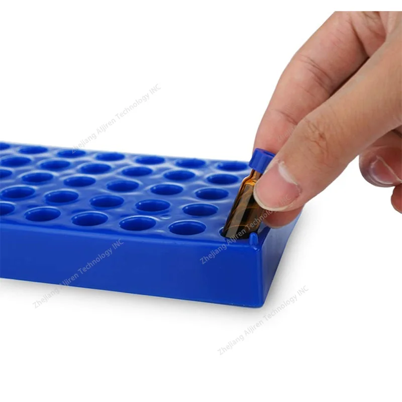 Laboratory blue PP vial rack 50 holes for 2ml 4ml glass sample vial hplc vials