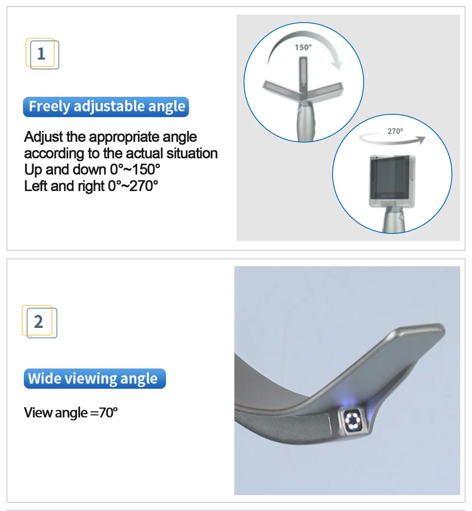 Touchscreen Video Laryngoscope with Reusable blades (MIL0/MIL1/MAC1/2/3/4 D-blade ) for Anesthesia intubation laryngoscope