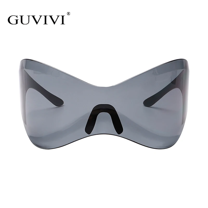 Y2K Futuristic Irregular Sun Glasses Women Wrap Around Steampunk Black Oversized Sunglasses Shade Fashion Eyewear Gafas De Sol
