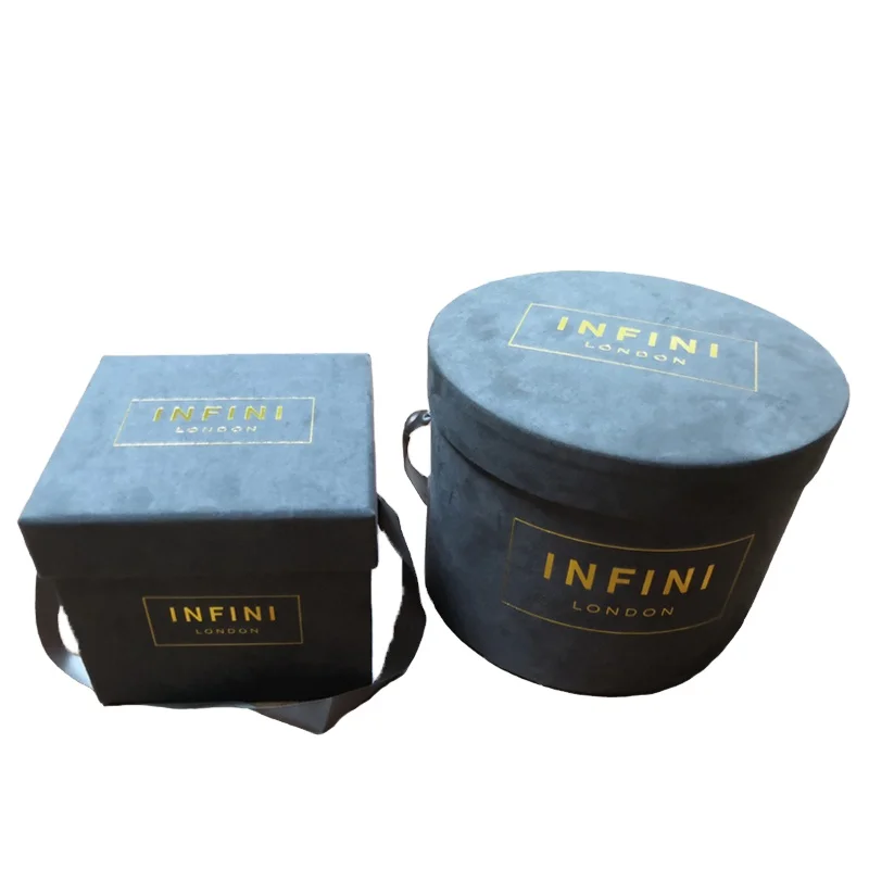 Custom logo beauty round box velvet flower box rose packing with silk