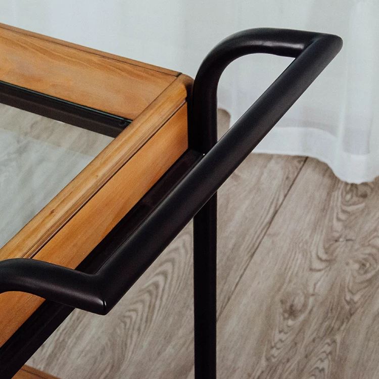 Промышленные деревянные колеса из нержавеющей стали, винтажная Мобильная тележка для кухни, отеля, бара