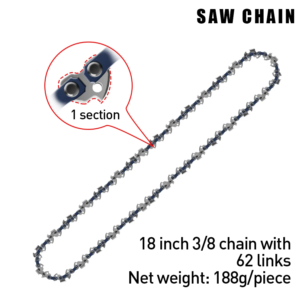 DTWB2-0008 18 Inch 3/8 [62 section 31 blade ] Longer Chainsaw Chain for Efficient Cutting Performance