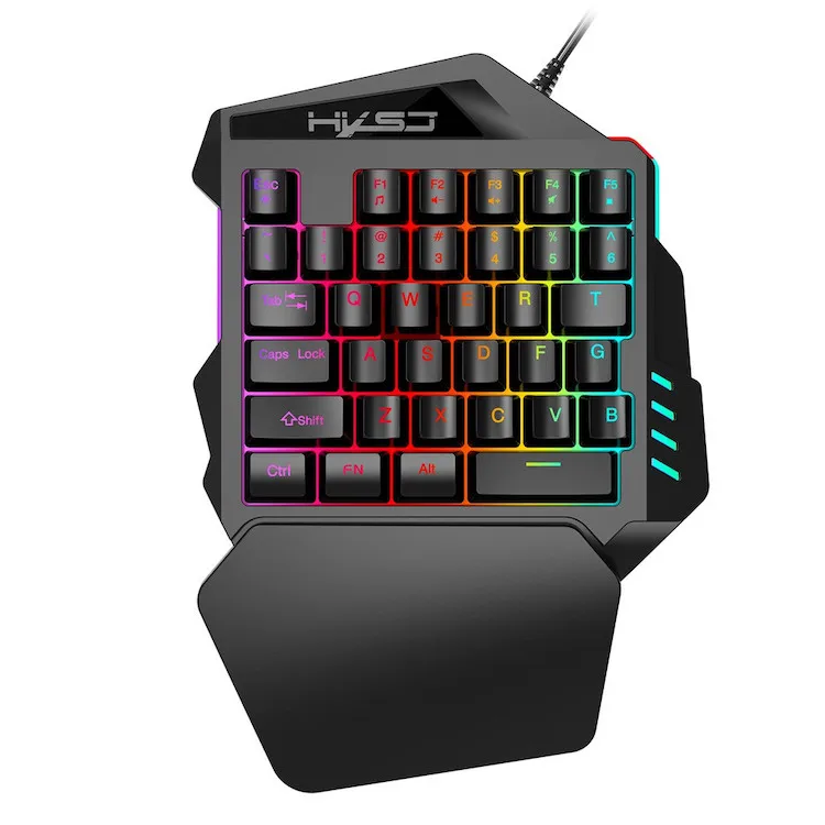 RGB 7 Color Backlit Mechanical Gaming Keyboard Pu Bg Eating Chicken Artifact USB Wired One Handed Keyboard