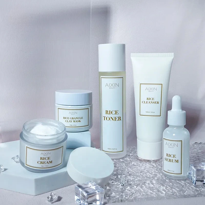 BLIW Rice Whitening Deep Pore Clean Anti Wrinkle Fast-absorbing Toner Non-greasy Serum Nourishing Sets for Skin Care