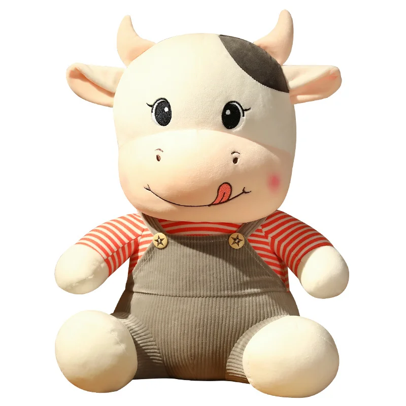 2022 hot selling good quality cute stuffed soft plush cow toy with T-shirt  bull plush toy milk cow doll