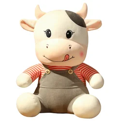 2022 hot selling good quality cute stuffed soft plush cow toy with T-shirt  bull plush toy milk cow doll