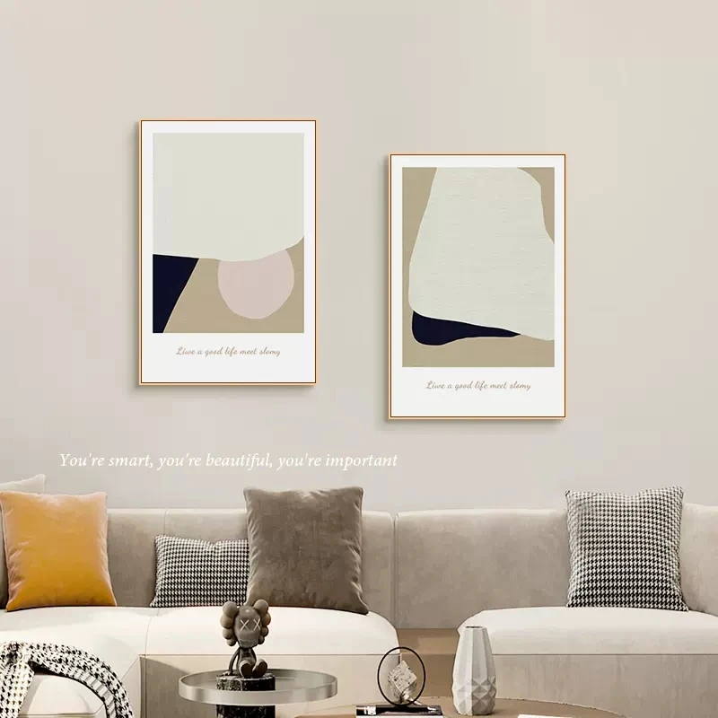 Home Decor Geometric Morandi Poster Abstract Framed Wall Art Big Canvas Painting