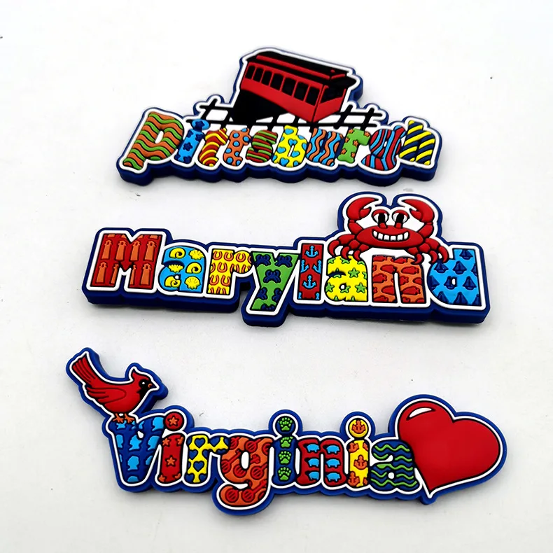 Rectangle Letter Fridge Magnet Supplies for Design Sublimation Cities Tourism Souvenirs Refrigerator Magnet Custom Logo 3d