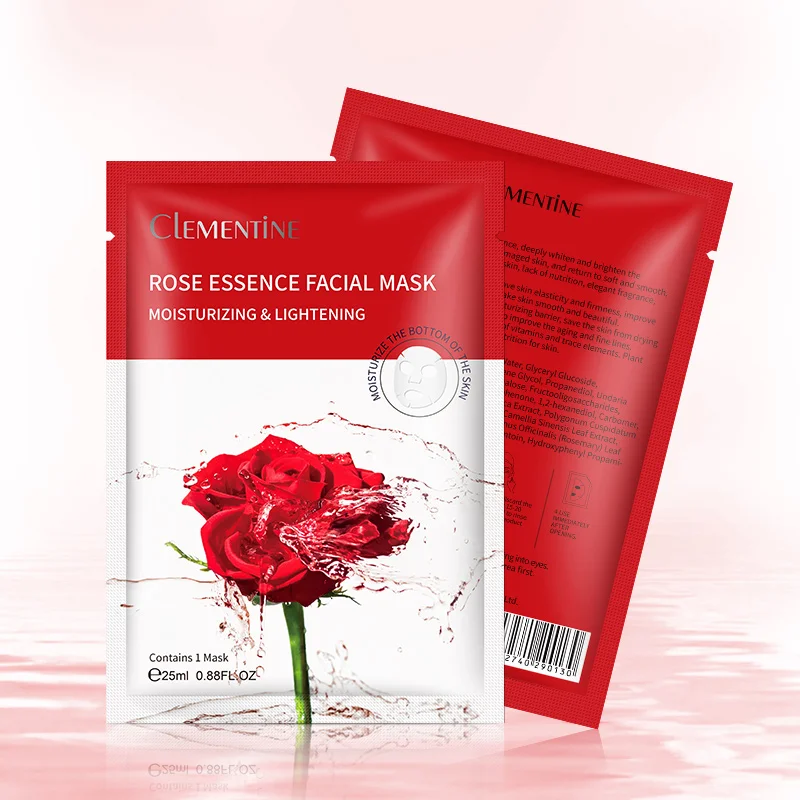 Private Label OEM Korea Anti Wrinkle Moisturizing Facemask Cosmetic Plant Extractions Whitening Rose Facial Mask Sheet Skin Care