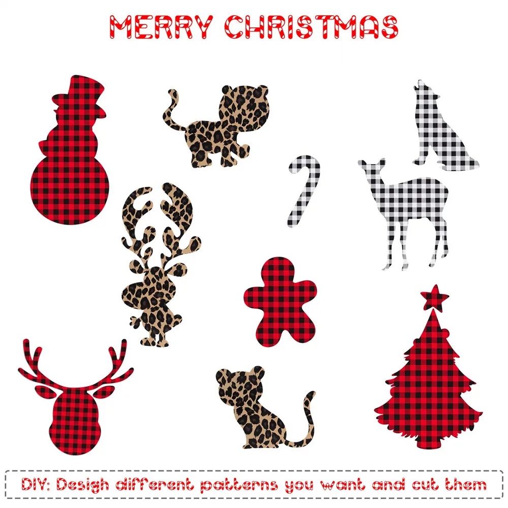 30CMx50CM Christmas Custom Buffalo Plaid Printing Designs Iron On Vinyl Heat Transfer Htv Vinyl For Shirts Clothing