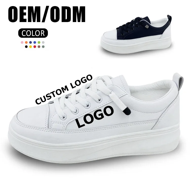 Women Casual PU Upper Sneakers Lightweight Platform with Multi-Color Lace Custom Logo and Soft Mesh Insole for Daily Wear Shoes