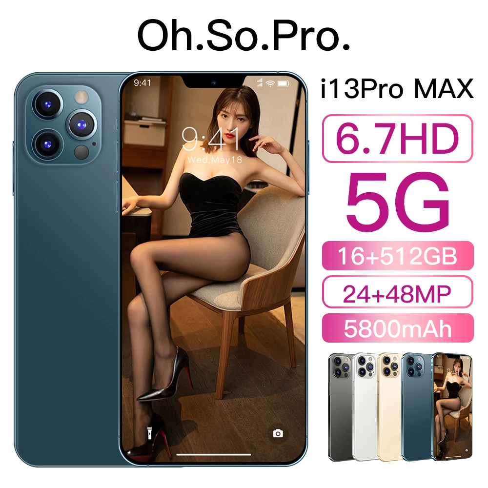 Global version i13 pro max Mobile phones 16+512GB 24+48MP Dual SIM Smartphones Unlocked Cell phone with Face