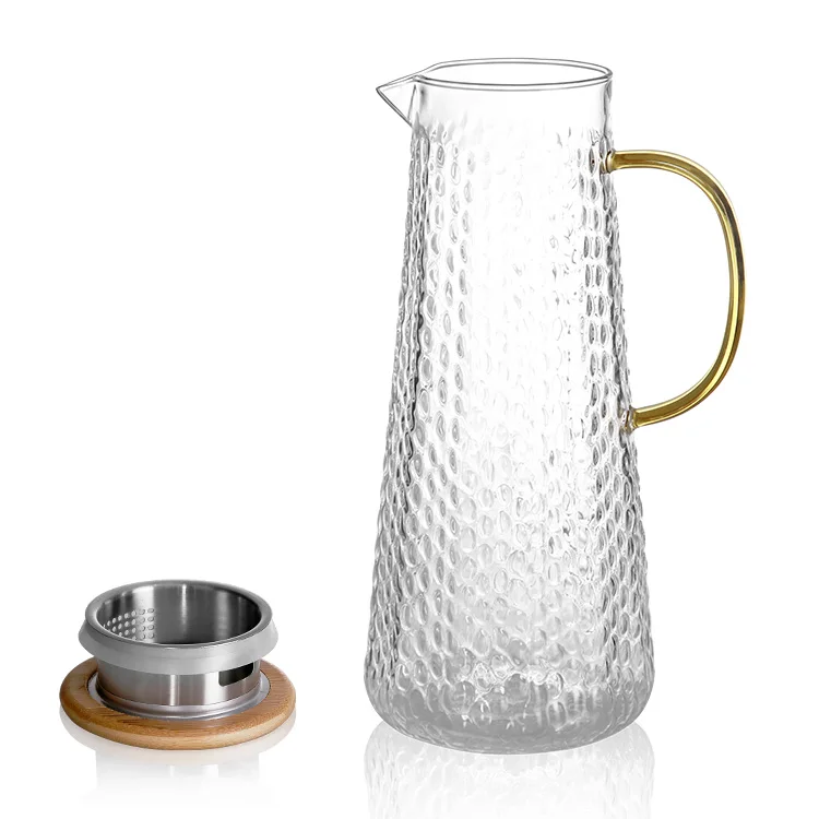 AIHPO3 Hot New 2023 Wholesale Borosilicate  Tall Glass Pitcher Ice Tes Carafe Cold Water Jug with Lid for Hot Cold Beverages