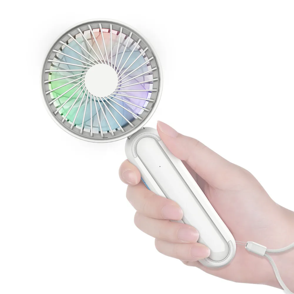 
2021 New Design Custom Logo USB Small Fan Buy Personal Portable Mini Handheld Fan With Led Color Light 
